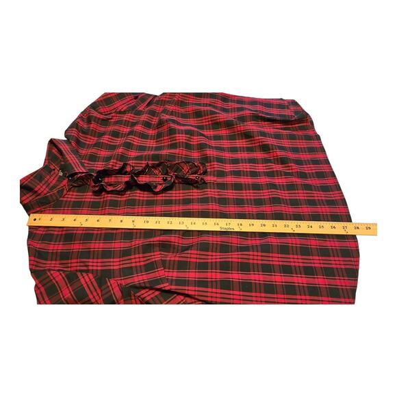 Talbots Womens Plus Size 22W Ruffle Blouse Red/Black Plaid Country Classic - Picture 10 of 10